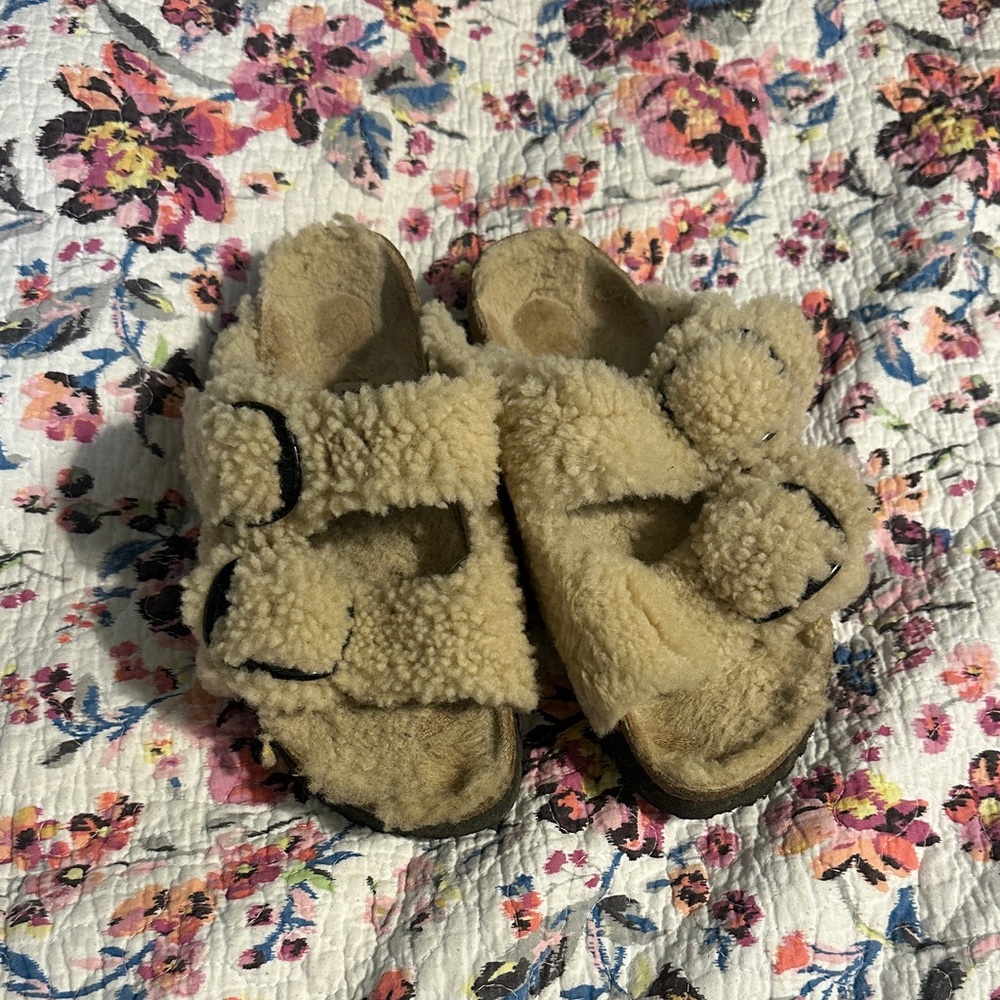 Papillio Cream Fuzzy Sandals